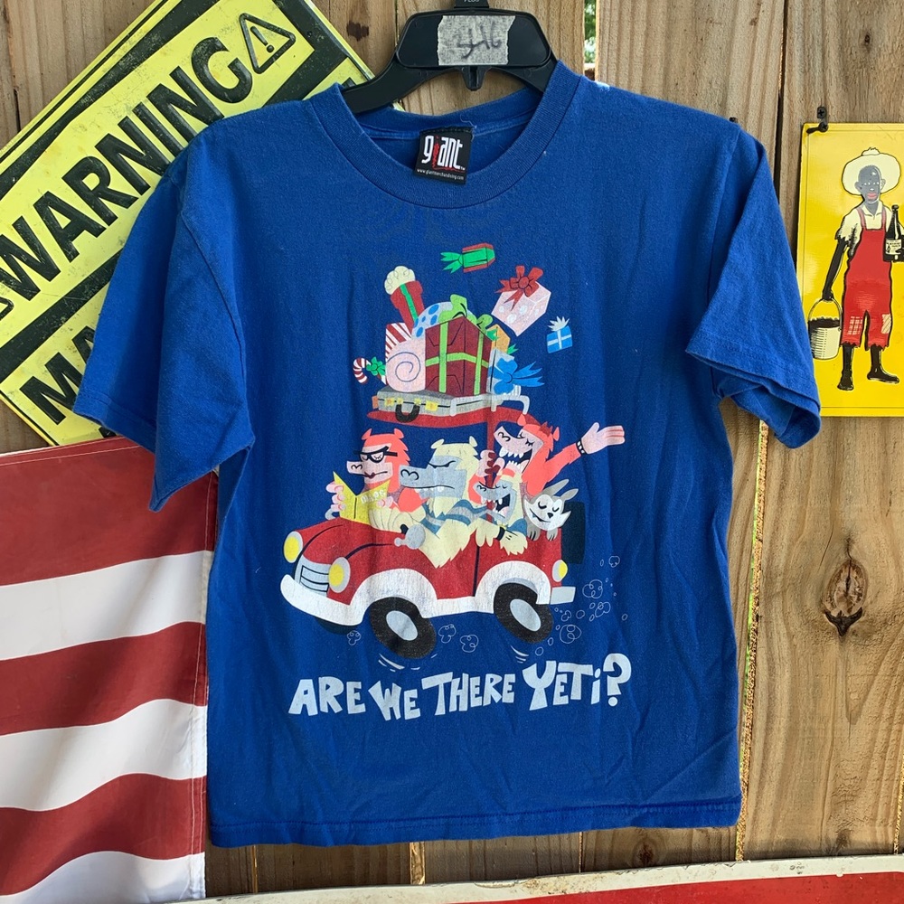 Vintage Christmas T-shirt Kids Size L 12/14 Giant tag Are you there Yeti?